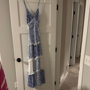 Blue and White Floral Maxi Dress